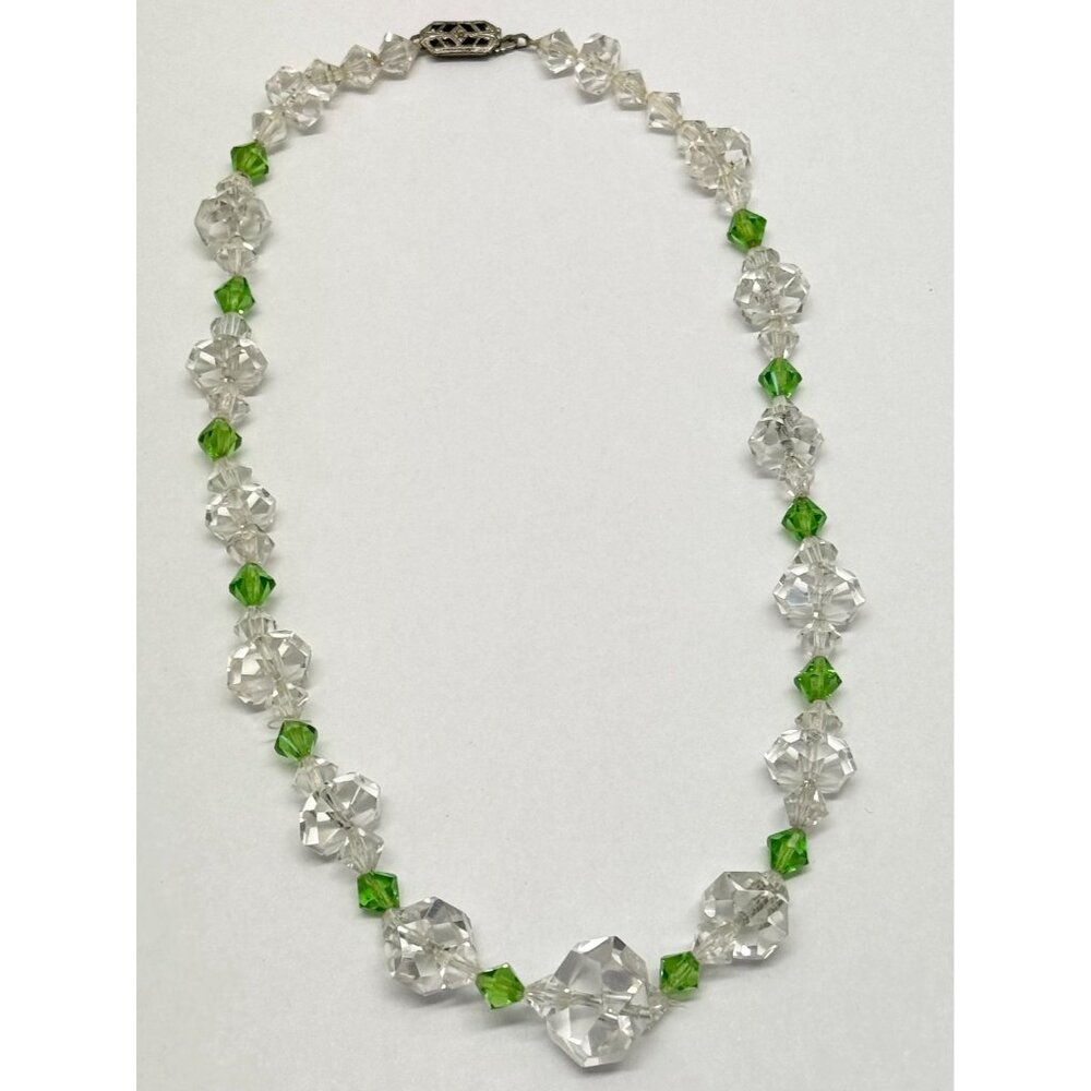 Estate Art Deco crystal green collar necklace - Picture 2 of 6